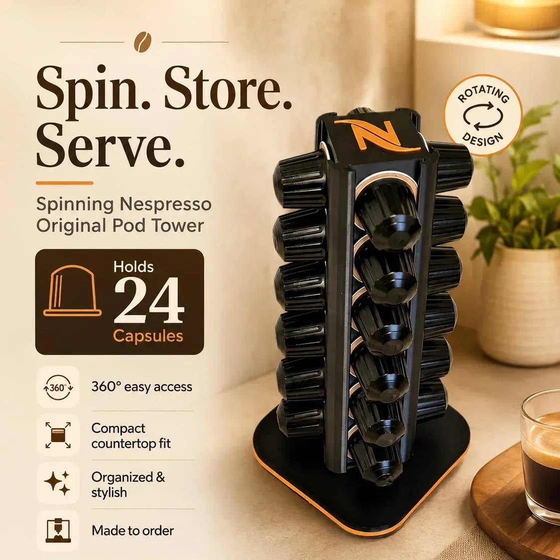 Spinning Nespresso Pod Tower 